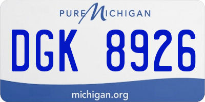 MI license plate DGK8926
