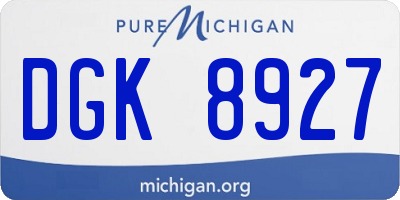 MI license plate DGK8927