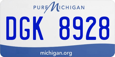 MI license plate DGK8928