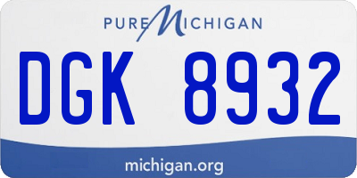 MI license plate DGK8932