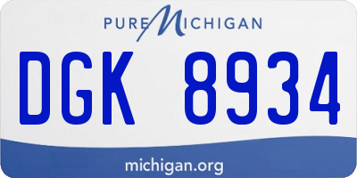 MI license plate DGK8934