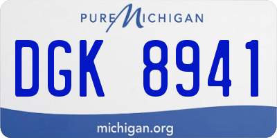 MI license plate DGK8941