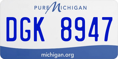 MI license plate DGK8947
