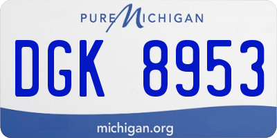 MI license plate DGK8953