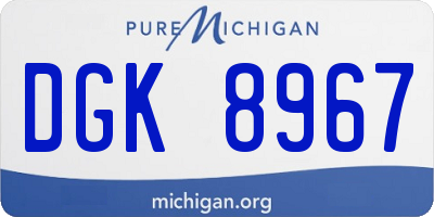 MI license plate DGK8967