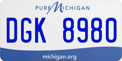 MI license plate DGK8980