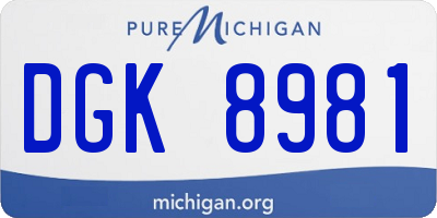 MI license plate DGK8981