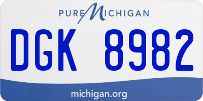 MI license plate DGK8982