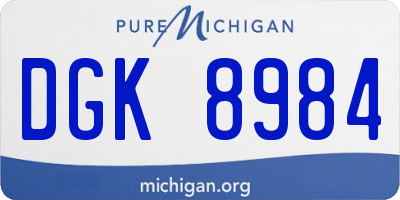 MI license plate DGK8984
