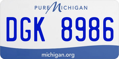 MI license plate DGK8986