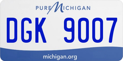 MI license plate DGK9007