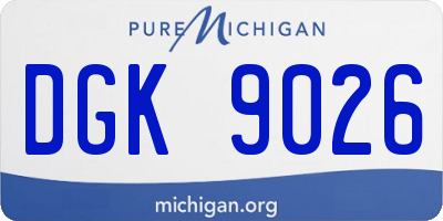 MI license plate DGK9026
