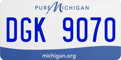 MI license plate DGK9070