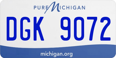 MI license plate DGK9072