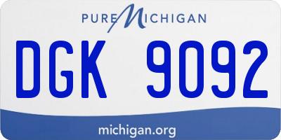 MI license plate DGK9092