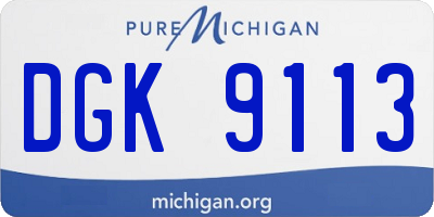 MI license plate DGK9113