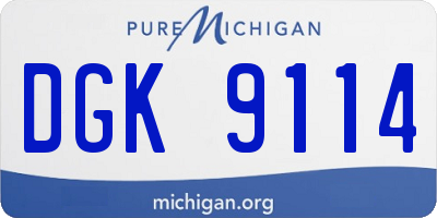 MI license plate DGK9114