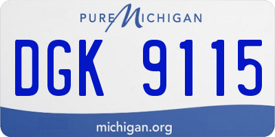 MI license plate DGK9115