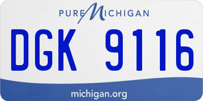 MI license plate DGK9116