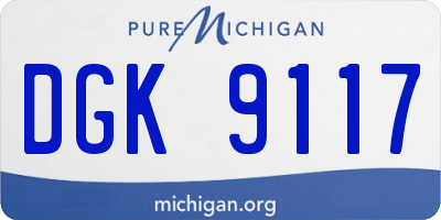 MI license plate DGK9117
