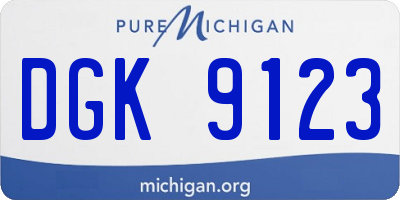 MI license plate DGK9123