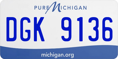 MI license plate DGK9136