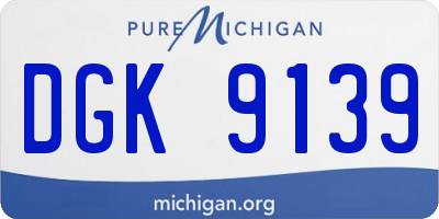 MI license plate DGK9139