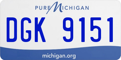 MI license plate DGK9151