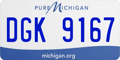 MI license plate DGK9167