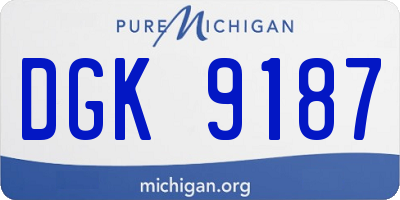 MI license plate DGK9187