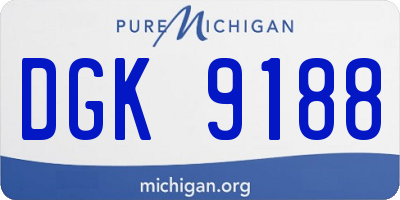 MI license plate DGK9188