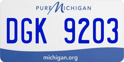 MI license plate DGK9203