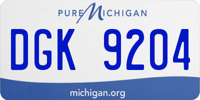 MI license plate DGK9204