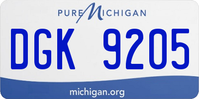 MI license plate DGK9205