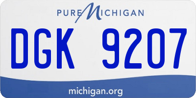 MI license plate DGK9207
