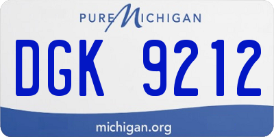 MI license plate DGK9212