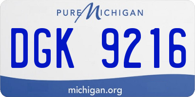 MI license plate DGK9216