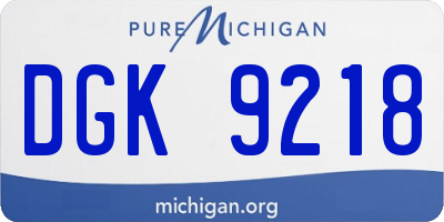MI license plate DGK9218