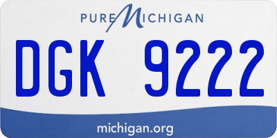 MI license plate DGK9222