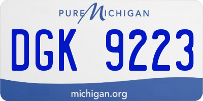 MI license plate DGK9223
