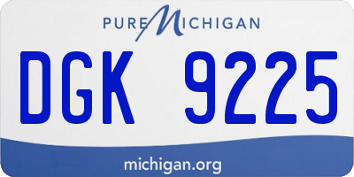 MI license plate DGK9225