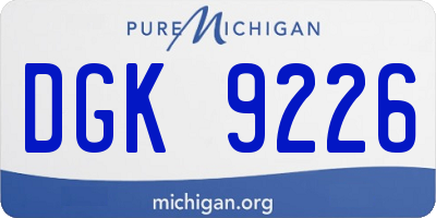 MI license plate DGK9226