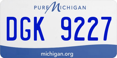 MI license plate DGK9227