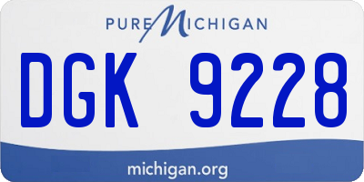 MI license plate DGK9228