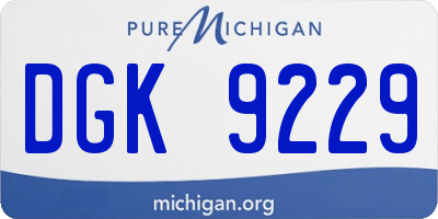 MI license plate DGK9229