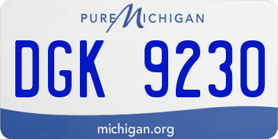 MI license plate DGK9230