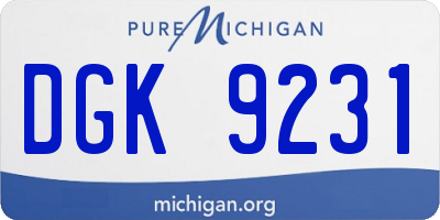 MI license plate DGK9231