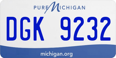 MI license plate DGK9232