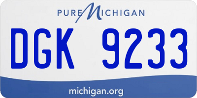 MI license plate DGK9233