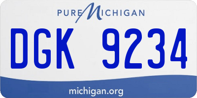 MI license plate DGK9234